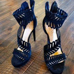Jessica Simpson black sued heels